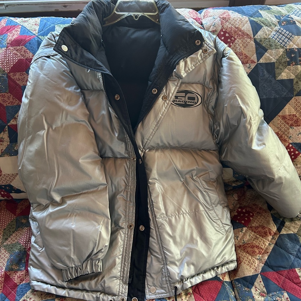 Black Puffer Jacket with Logo